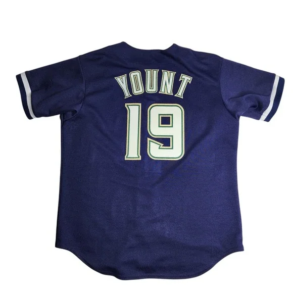 Vintage Majestic Milwaukee Brewers Robin Yount Blue GreenJersey USA Size Large